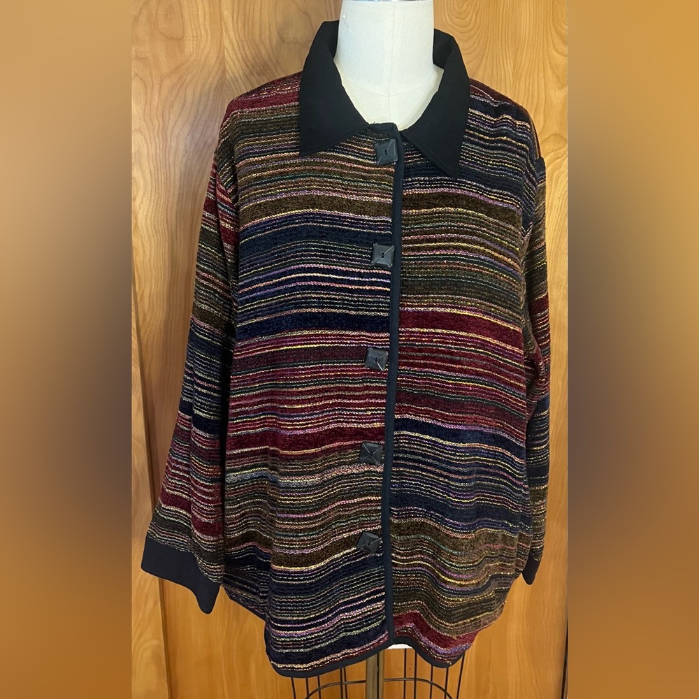 90’s chenille striped with metallic gold jacket by Units / size: 2X gently worn